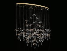 Каскадные newport 8200 8220/140 с oval gold polished , люстра, gold polished сlear glass+ gold glass l140*40*h150 cm gu4 14*5w (возможна замена на белое основание по запросу.)